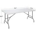 thumbnail image 3 of HLL 6ft Folding Table, Portable Picnic Table, Plastic Table for Indoor Outdoor Picnic, Party, Camping, Heavy Duty Fold-up Table with Handle, (White,71" x 27"), 3 of 18