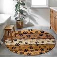 thumbnail image 4 of Round Area Rug 3.3 Ft, Yellow Brown Washable Non-Slip Circle Carpet for Living Room/Bedroom, Farmhouse Dog Paw Vintage Low-Profile Small Kitchen Mats Collection Rugs for Indoor, 4 of 7