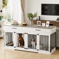 thumbnail image 3 of WIILAYOK 72.05" Dog Crate Furniture, Wooden Dog Kennel with 2 Drawers and 4 Dog Bowls, Heavy Duty Indoor Furniture Style Dog Cage House, 3 of 10