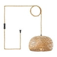 thumbnail image 3 of Pendant Light with Plug in Cord Bamboo Woven Lampshade Ceiling Light Fixture, 3 of 8
