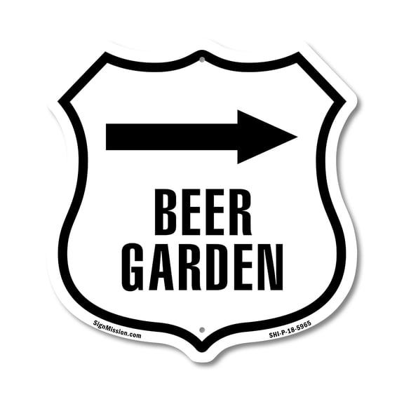 Beer Garden Right (2 Pack) 18 inch X 18 inch Shield Shaped Commercial Grade Plastic Signs Weather Resistant Made in the USA
