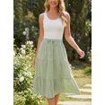 thumbnail image 3 of DARING DIVA Women's Gingham Drawstring Waist Tiered A-Line Midi Skirt S Yellow Green, 3 of 8