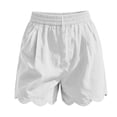 thumbnail image 5 of Women's 100% Cotton Elastic Waistband Shorts with Pockets, Casual Summer Loose Fit Shorts for Outdoor Walks Hiking | VerBelle,White M, 5 of 7