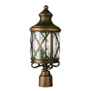 Four Light Rubbed Oil Bronze Clear Seeded Glass Post Light