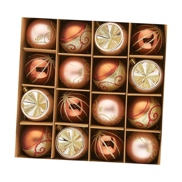Adornos de Bolas de Navidad Macarena 16 Uds. Colgantes brillantes 6cm cobre