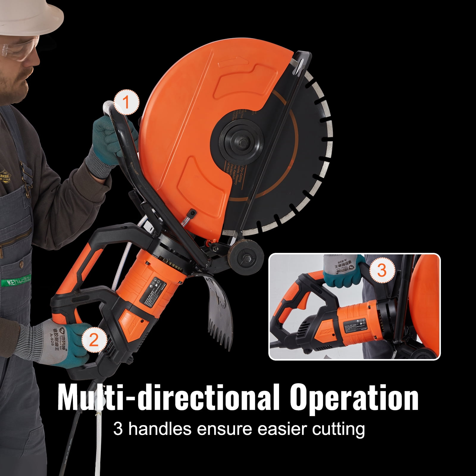 SKYSHALO 3200W 120V, 16'' Electric Concrete Power Saw, 3600 RPM