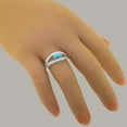 thumbnail image 6 of LBG British Made 10k White Gold Natural Turquoise & Diamond Womens Anniversary Ring - 33 size options - Size 4.5, 6 of 7