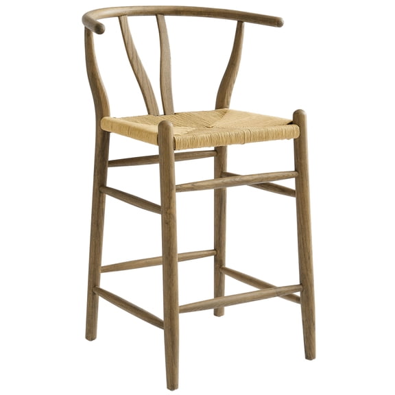 Counter Stool Chair, Gray, Wood, Bar Pub Cafe Bistro Dining Kitchen Hospitality Restaurant, Modern Contemporary, HB37804