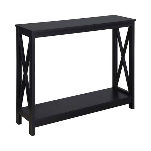 Pemberly Row Traditional Rectangular Console Table in Black Wood Finish
