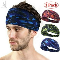Gustave 3-Pack Sports Fitness Headbands for Men Women, Athletic Workout Head Wrap Sweatband for Yoga Fashion Basketball Running Gym, Elastic Hair Bands