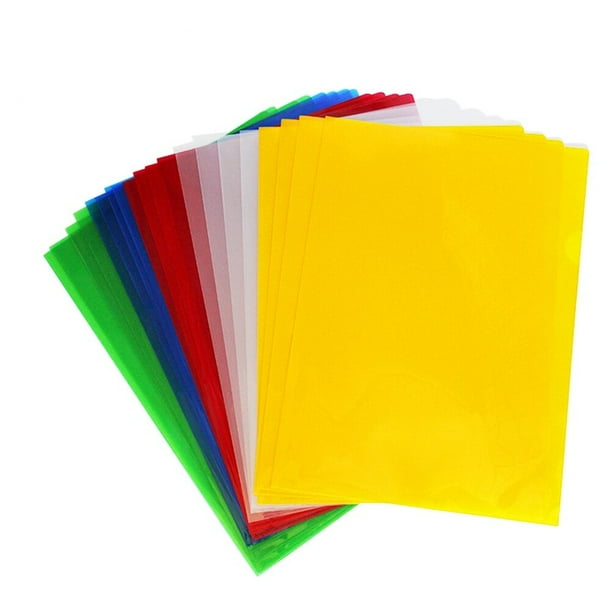 Carpeta transparente A4 para documentos, impermeable, tipo L, expandible, color aleatorio, 20 unidades