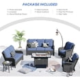 thumbnail image 4 of Ovios 6-Piece Wicker Outdoor Patio Dining Set with Pit Table and Swivel Chairs, Gray/Denim Blue, 4 of 5