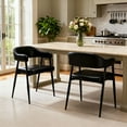 thumbnail image 2 of Guyou Modern Dining Room Armchairs Set of 2, Retro Faux Leather Upholstered Dining Chairs, Mid-Century Open Back Kitchen Side Chairs for Dining Room Living Room Kitchen, Black, 2 of 11