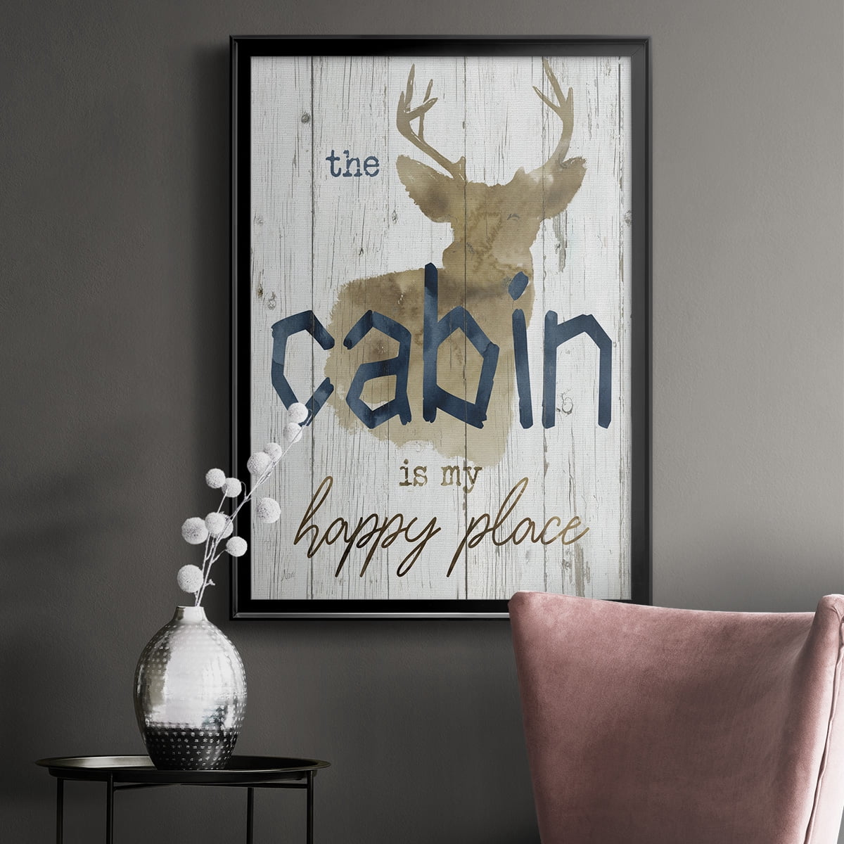Happy Place Cabin Premium Classic Framed Print - Ready to Hang