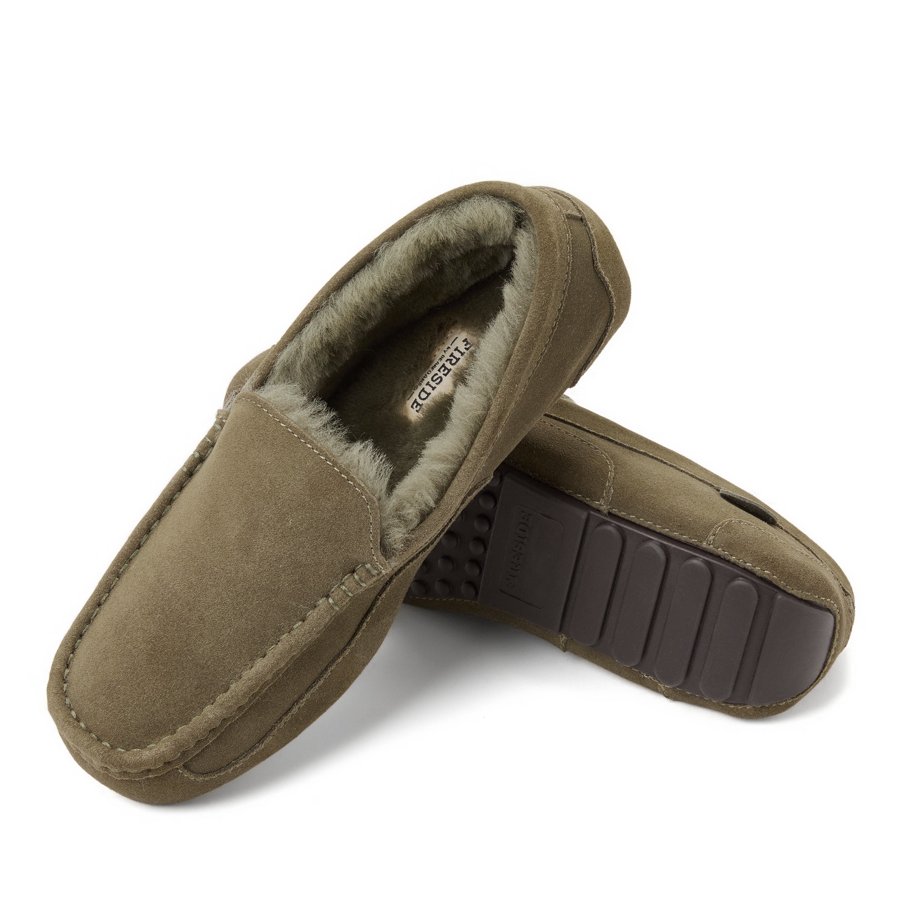 Mens New In Box Fireside By Dearforms Melbourne Slip On Lined Moccasins 10 Beige Amazon.com | Fireside by Dearfoams Nelson Bay Shearling and  main image 3
