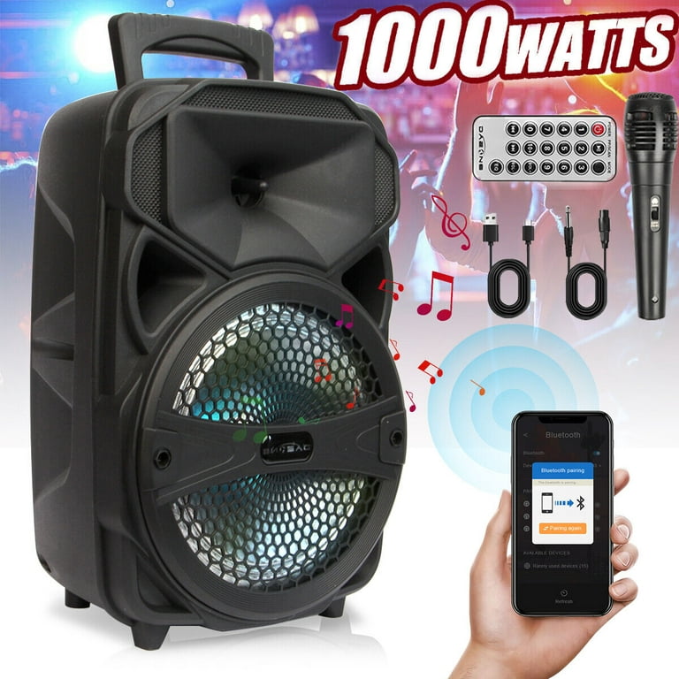 Portable Bluetooth Speaker LED 8 with FM Radio/USB/SD Slot/Karaoke(with  Remote Control)