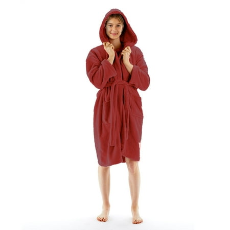 

BC BARE COTTON Kids Microfiber Fleece Hooded Robe - Girls - Red (cranberry) - Xlarge