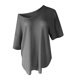 thumbnail image 2 of Gibobby Camisetas Mujer Manga Corta Blusa camiseta media manga con cuello en V informal sólida a la moda para mujer(Gris,CH), 2 of 4