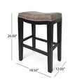 thumbnail image 3 of Jordon Backless 26" Fabric Counter Stools, Set of 2, Gray, Dark Brown, 3 of 8