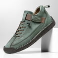 thumbnail image 4 of AUDeals Womens Handmade Casual Leather Sneakers Non Slip Ankle Loafers Outdoor Walking Shoes (Blackish Green, 7), 4 of 5