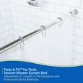 thumbnail image 3 of Kenney® Twist & Fit™ No Tools Rust-Resistant Painted Steel Straight Tension Shower Curtain Rod, 42-72", Chrome, 3 of 10