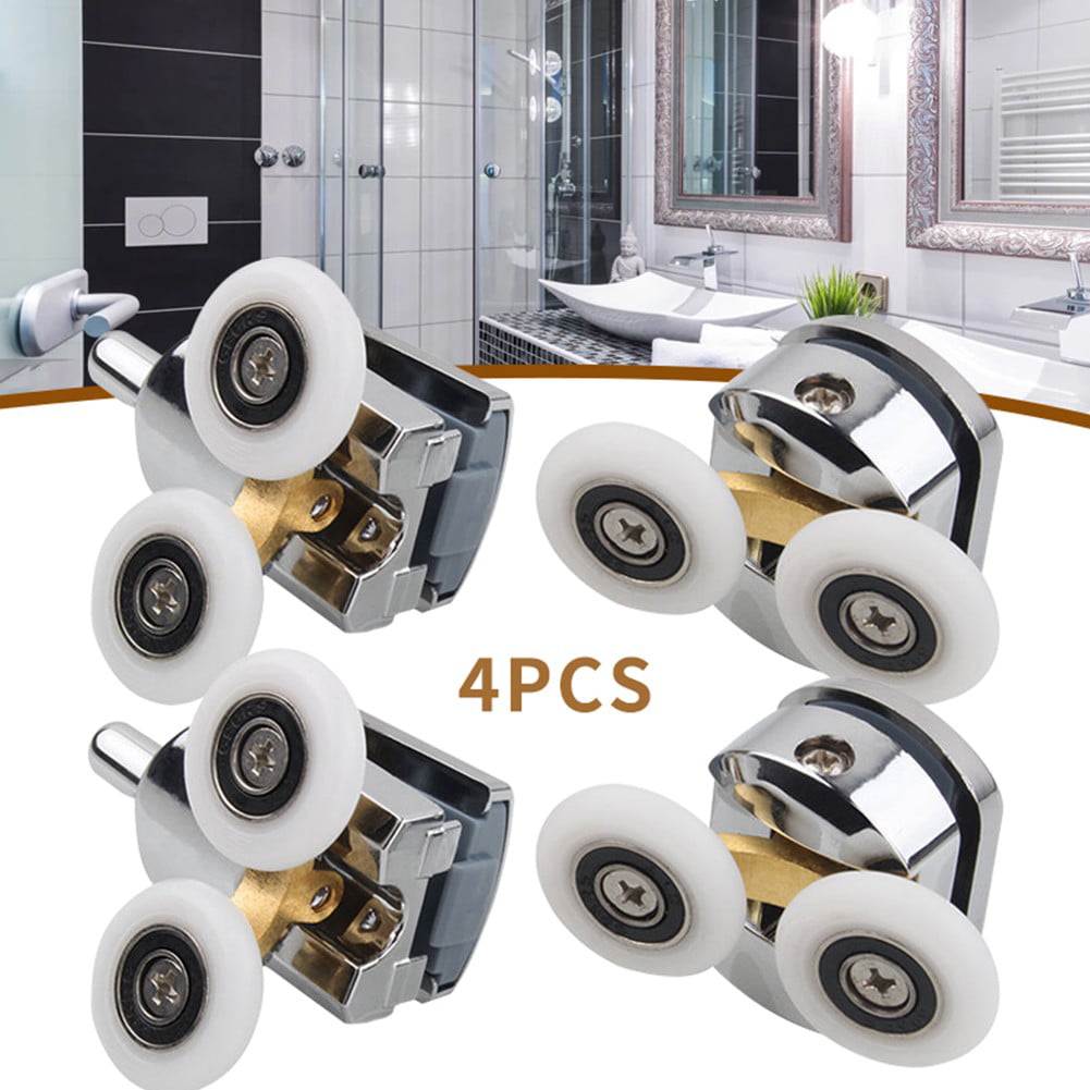 4Pcs Shower Door Rollers 25mm Twin Zinc Alloy Shower Door Wheels 