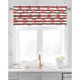 thumbnail image 2 of Red Valentine's Day Linen Curtain Valance for Bedroom/Bathroom/Kitchen/Office/Living/Dining Room Window,Red Lip Prints Love Heart Black Striped Rod Pocket Topper Decorative Cafe Drapes Panel 54"x18", 2 of 6