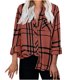 thumbnail image 2 of Puntoco Blusa con estampado de cuadros de manga larga con botones sueltos para mujer Puntoco Puntoco-4975, 2 of 8