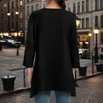 thumbnail image 2 of MIXUE Boho Tops For Women Summer Solid Color Round Neck Long Sleeve Casual Basic Tee Shirts Holiday Wear,Black,XL, 2 of 7