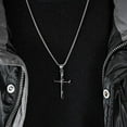 thumbnail image 2 of Cross Necklace for Men, Silver Gold Black Stainless Steel Cross Enamel Craft Minimalist Faith Cross Jewelry Mens Cross Pendant 24 Inch, 2 of 6