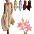 thumbnail image 1 of Robe Maxi Minimaliste à Col Licou - Robe d'Été Décontractée à Coupe Ample avec Poches, Chic Sans Manches Longue Robe de Plage, 1 of 8