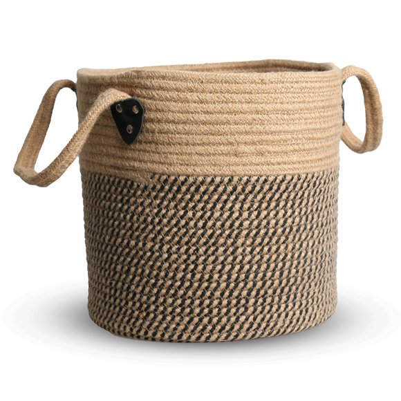 ZOES HOMEWARE Jute Rope Basket 10"x10" Woven With Handles for 7"-10" Pots, Boho Indoor Planters Cover, Multifunctional for Outdoor