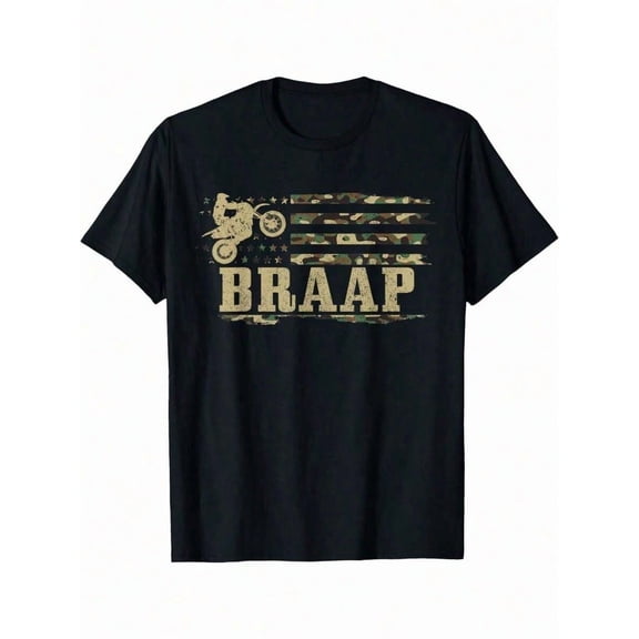 children’s wear BRAAP Dirt Bike Motocross Racing T-Shirt for Boys Kids Retro Camouflage American Flag Graphic Tee