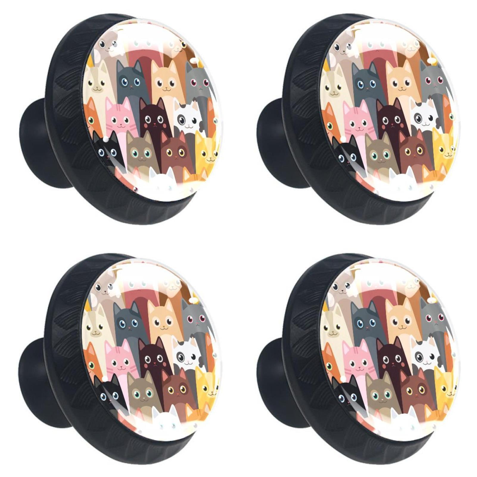 4 Pcs Hipster Cats Knobs for Kitchen Cabinet Cupboard Dresser Bookcase ...