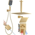 thumbnail image 3 of Shower System with Pressure Balance Valve  Ceiling Mount Shower Faucet Set with Rain Shower Head And Multi-function Handheld Head Push Button Diverter Pressure Balancing Valve Kit  Matte, 3 of 4