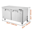 thumbnail image 2 of VEVOR 60" Commercial Refrigerator Sandwich & Salad Prep Table, 16.4 Cu. Ft Stainless Steel Refrigerated Food Prep Station with 2 Doors, Frost Free Refrigerator with Lock, 2 of 9