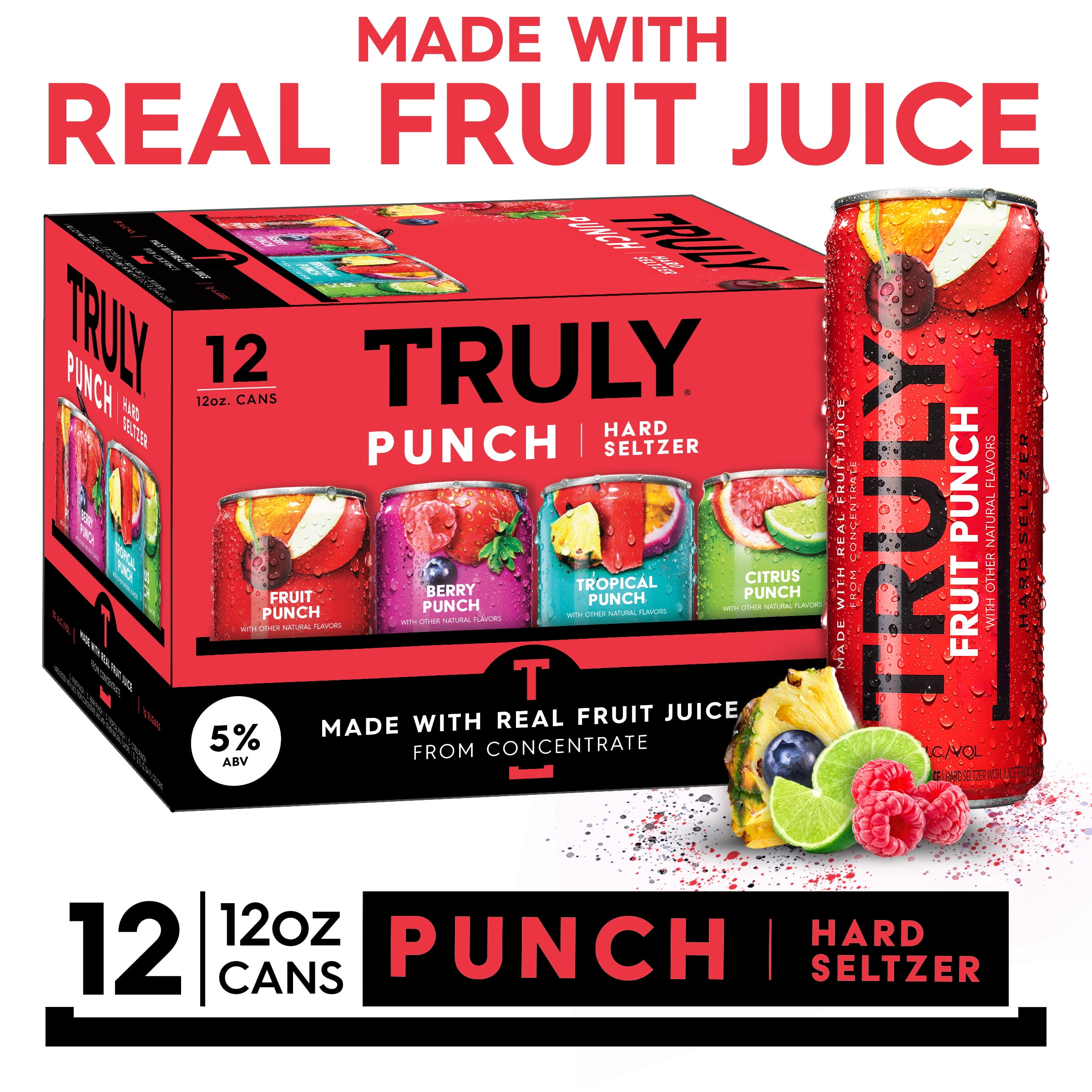 TRULY Hard Seltzer Punch Variety Pack, Spiked & Sparkling Water 12 Pack