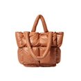 thumbnail image 1 of WDOplteas Bolso Hombro Acolchado Celosía Retro para Mujer Bolso Suave Color Sólido (marrón), 1 of 6