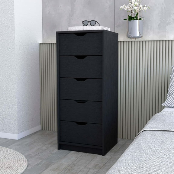 Miekor Furniture Dillon 5 Narrow Drawer Dresser, Tall Chest of Drawers W4US8700