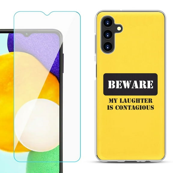 Slim-Fit TPU Fashion Phone Case for Samsung Galaxy A13 5G, with Tempered Glass Screen Protector, by OneToughShield ® - Laughter