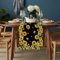 thumbnail image 2 of Sunflower Black Table Runner - 108 Inch Long, Kitchen Dining Table Runner Dresser Scarves, Watercolor Floral Vintage Farmhouse Farmhouse Decor for Coffee Tables Wedding Party Banquet, 2 of 8