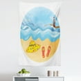 thumbnail image 1 of Lighthouse Tapestry, Colorful Minimal Doodle Lighthouse Beach Sea Waves Sand Hat Slippers Cloudy Day, Fabric Wall Hanging Decor for Bedroom Living Room Dorm, 5 Sizes, Multicolor, by Ambesonne, 1 of 1