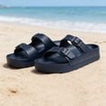 thumbnail image 2 of Litfun Slide Sandals for Women Thick Soles Summer Beach Sandals with Arch Support Platform Sandals with Adjustable Buckle, Navy, 2 of 6