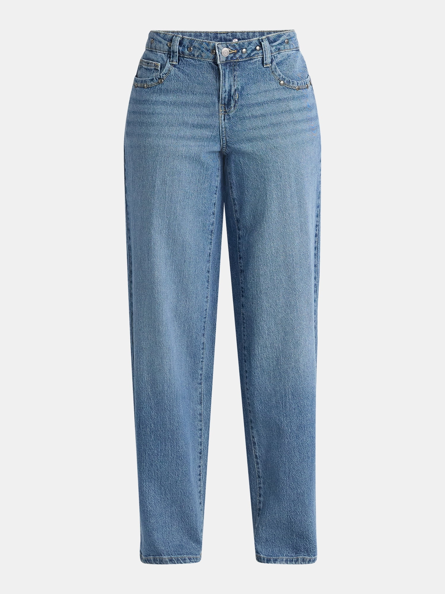 No Boundaries Low Rise Baggy Studded Jeans, 32'' Inseam, Women's