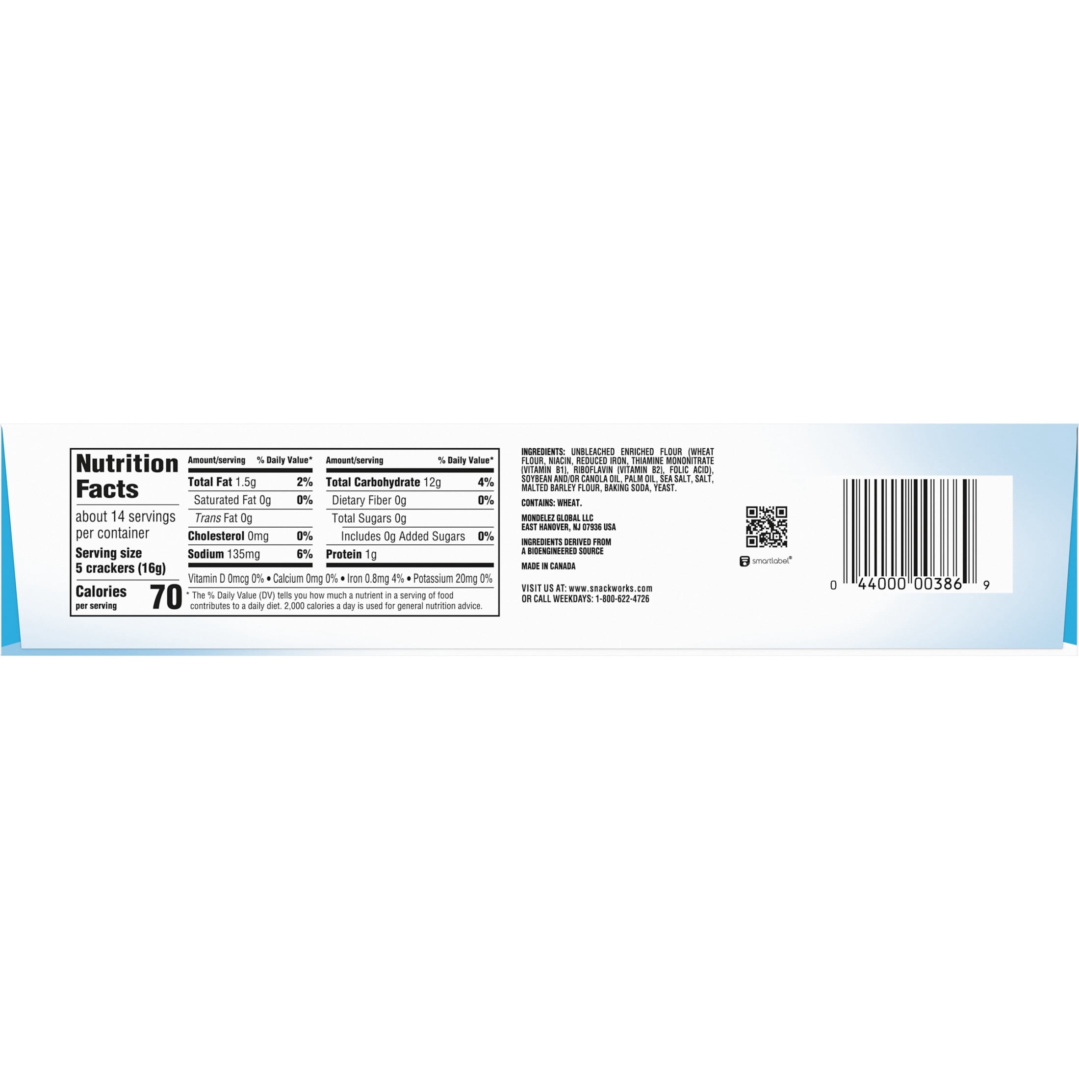 Premium Original Saltine Crackers, Lunch Snacks, 8 oz