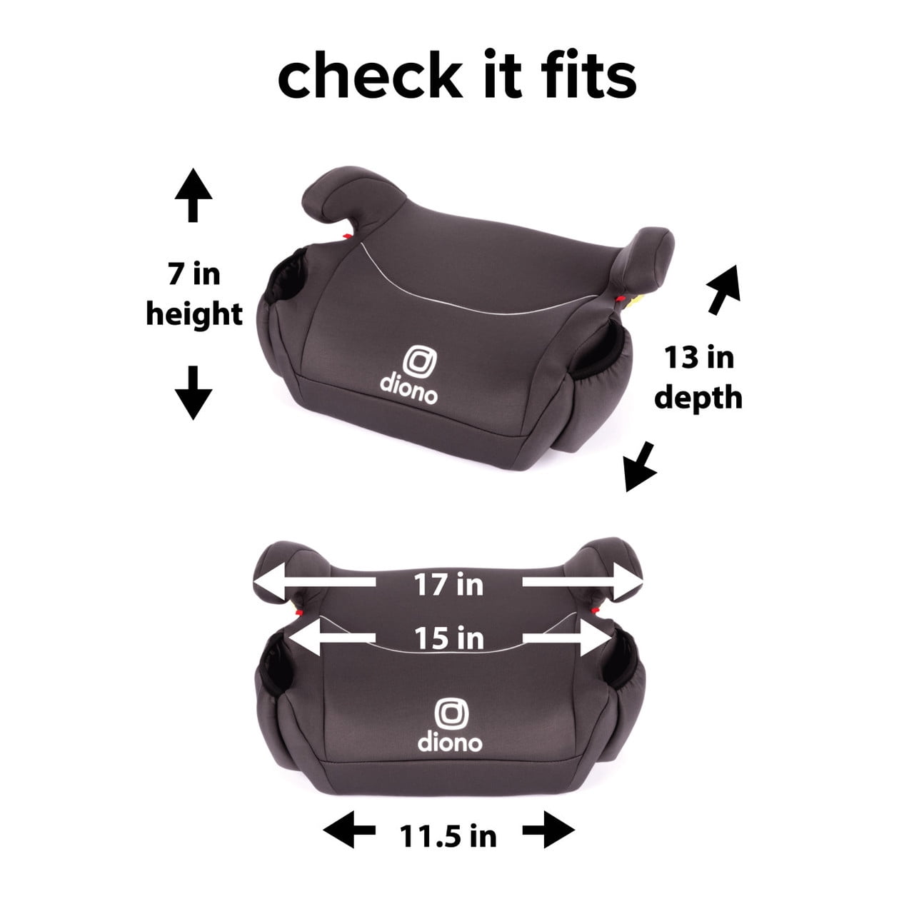 Diono Solana Lightweight Backless Booster Car Seat, Black
