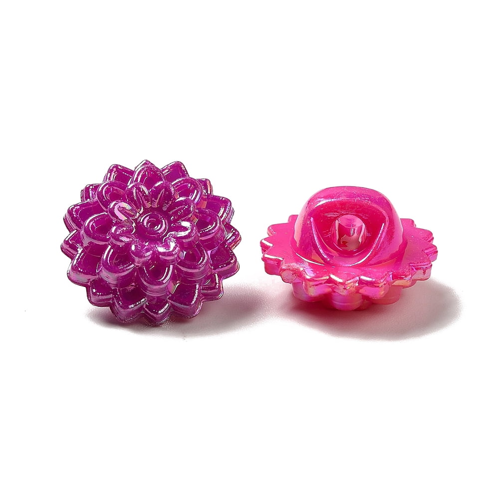 500g AB Color Acrylic Flower Sewing Shank Buttons Mixed Color 16mm in diameter 10mm thick hole: 2.5mm 625pcs/500g