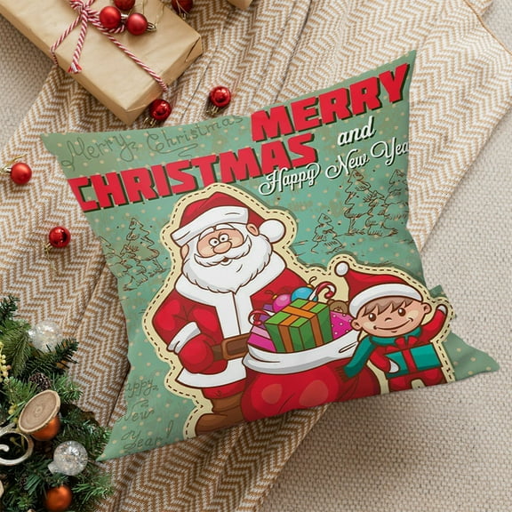 Nkmbld Christmas Throw Pillows Christmas Themed Living Room Decoration Soft and Skin Friendly Digital Color Printing Peach Skin Velvet Pillowcase, Red