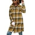 thumbnail image 3 of KOMOO Women Long Plaid Flannel Shirts Cardigan Long Sleeve Button Coat Jacket Loose Oversize Coat, 3 of 6