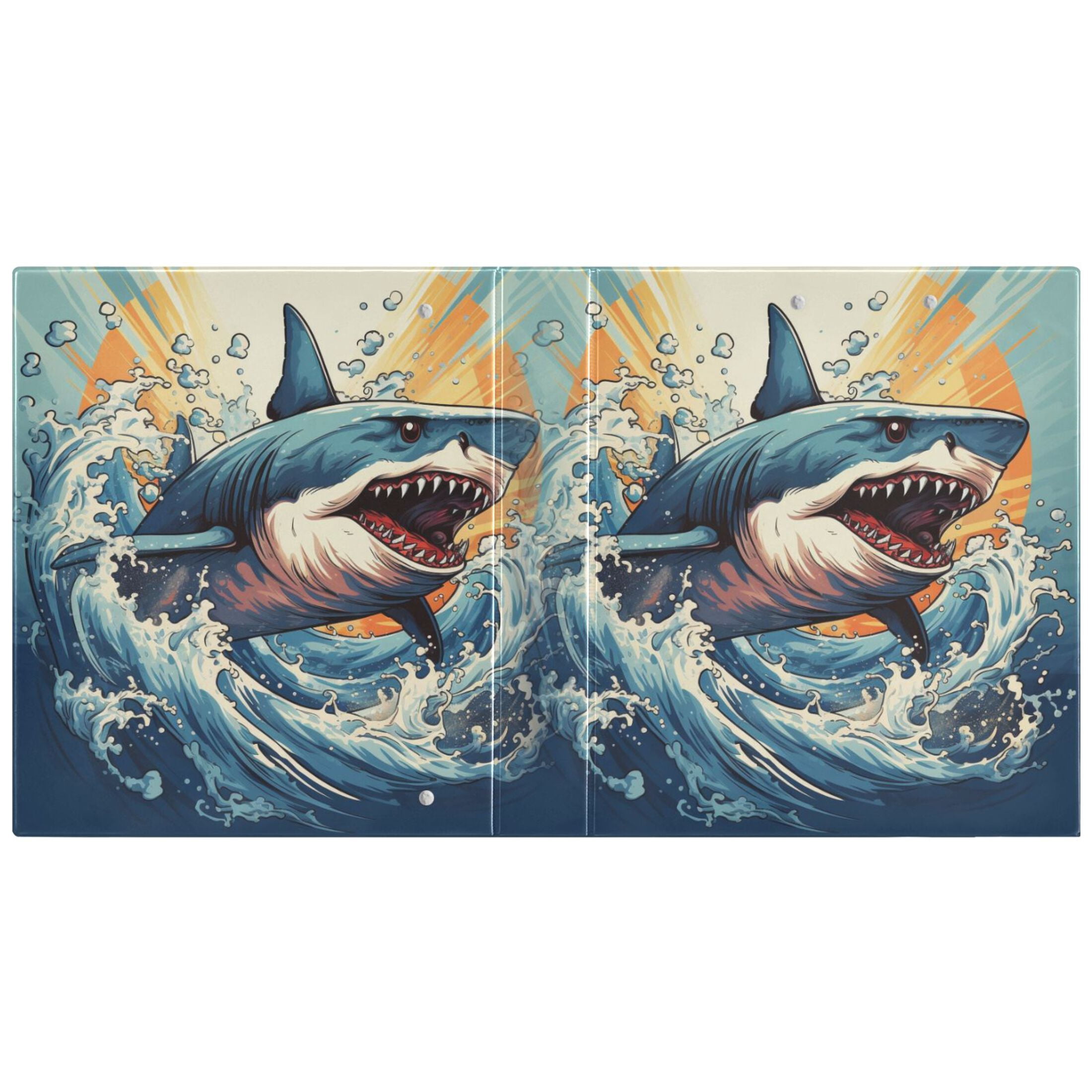 joogoo Shark in Ocean Hardcover 3 Ring Binder 1.5" Round Rings Interior Pockets Binders Organizer 1 Pack